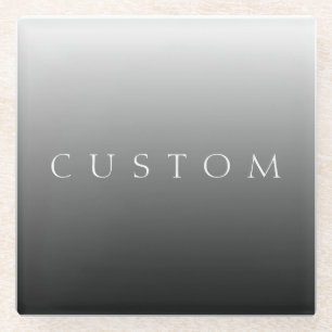 Classic Name or Word Gradient Grey Glass Coaster