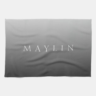 Classic Name or Word Gradient Grey Tea Towel