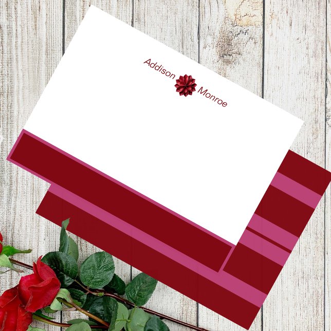 Classic Name Personalised Maroon Floral  Card (Creator Uploaded)
