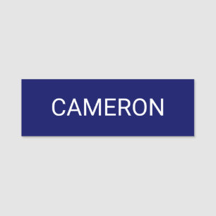 Classic Name Tag Magnetic or Pin Navy Blue 3x1