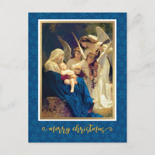 Classic Nativity Angels Music "Merry Christmas" Holiday Postcard