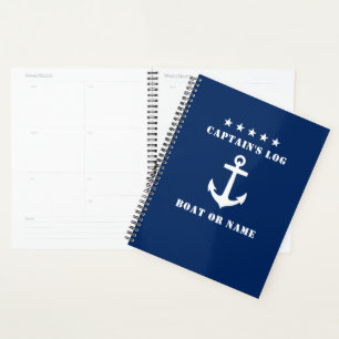 Classic Nautical Anchor 5 Stars Captain's Log Navy Planner