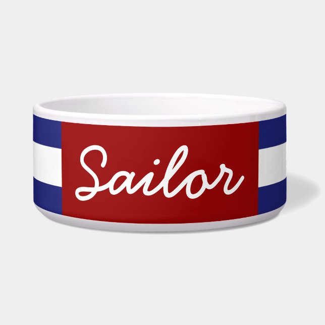 Classic Nautical Blue and White Stripe Personalise (Front)