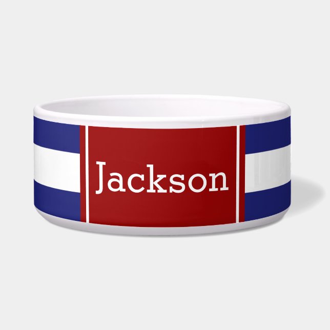 Classic Nautical Blue and White Stripe With Red (Front)