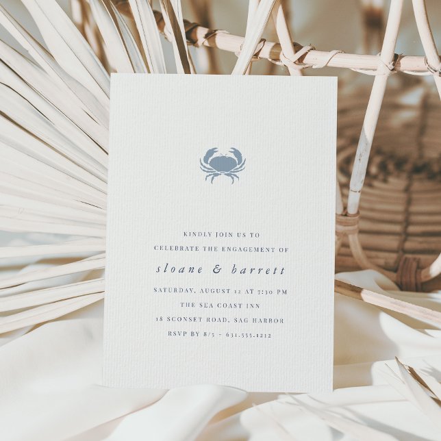 Classic Nautical Crab Engagement Party Invitation (Creator Uploaded)