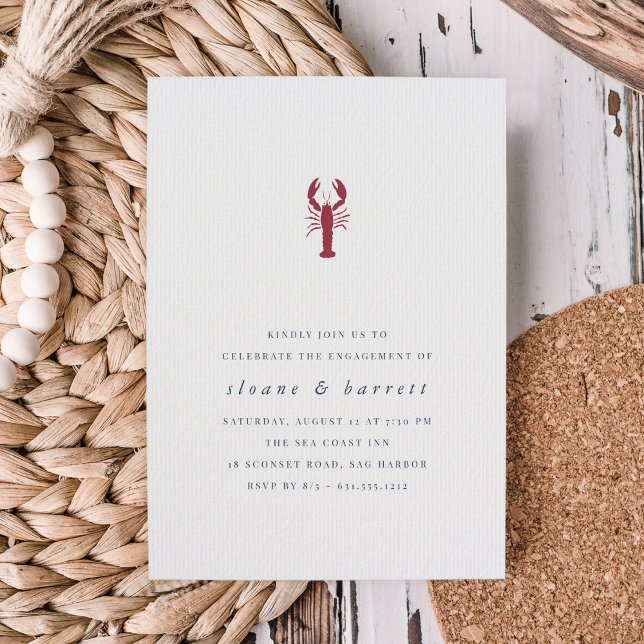 Classic Nautical Lobster Engagement Party Invitation (Creator Uploaded)