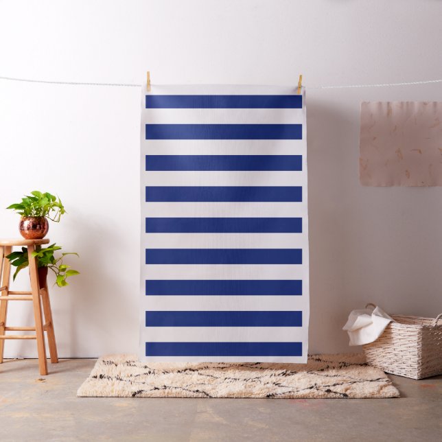 Classic Nautical Navy Blue Stripes Fabric (In Situ)