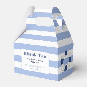 Classic Nautical Navy Blue White Stripes Wedding Favour Box