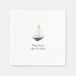 Classic Nautical Sailboat Custom Baby Shower Napkin