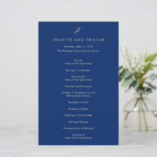 Classic Navy and Cream Elegant Wedding Program