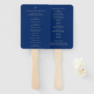 Classic Navy and Cream Elegant Wedding Program Hand Fan