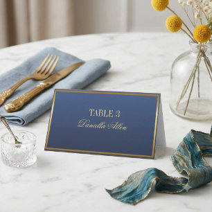 Classic Navy and Gold Elegant Wedding Place Card