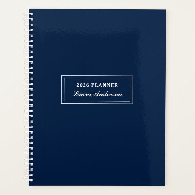 Classic Navy and white 2026 Planner (Front)