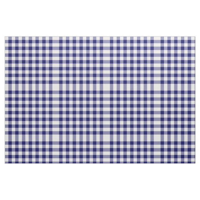 Classic Navy and White Gingham Plaid Blocks Fabric (Fat Quarter)