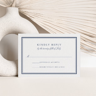 Classic Navy and White RSVP Card