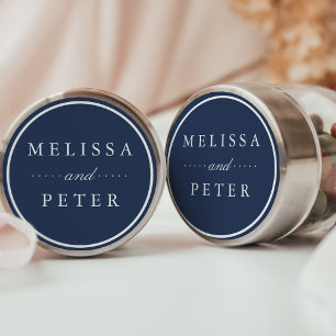 Classic Navy and White Wedding Classic Round Sticker