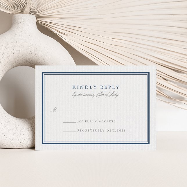 Classic Navy and White Wedding RSVP (Creator Uploaded)