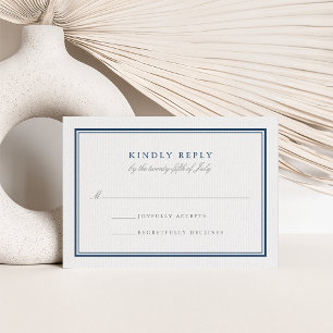 Classic Navy and White Wedding RSVP Card