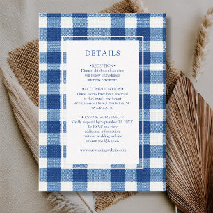 Classic Navy Baby Blue Plaid Gingham Details Enclosure Card
