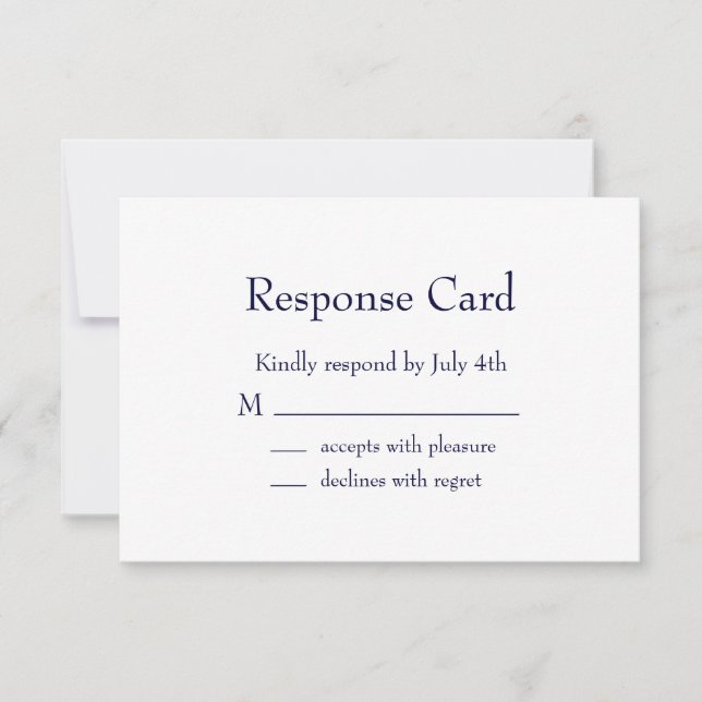 Classic Navy Bar Mitzvah RSVP Card (Front)