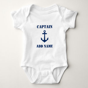 Classic Navy Blue Anchor & Baby Name/Rank Bodysuit