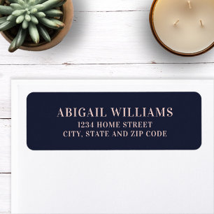 Classic Navy Blue and Blush Pink Return Address Label