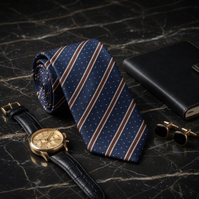 Classic Navy Blue and Copper Striped Pin Dot Tie (Creator Uploaded)