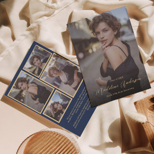 Classic Navy Blue and Gold Photo Graduation Announcement