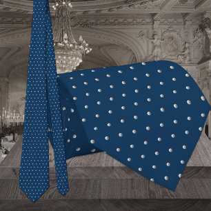 Classic Navy Blue And Silver Pin Dot Wedding Tie