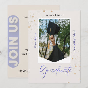 Classic Navy Blue and White Formal Bordered Invitation