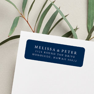 Classic Navy Blue and White Return Address Label