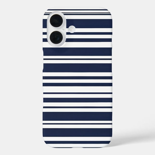 Classic Navy Blue and White Stripe Case-Mate iPhone Case (Back)