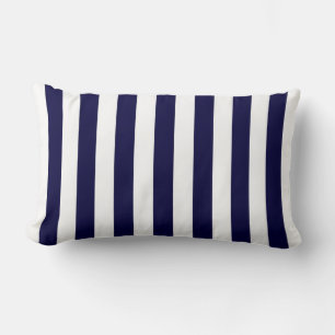 Classic Navy Blue and White Stripe Pattern Lumbar Cushion