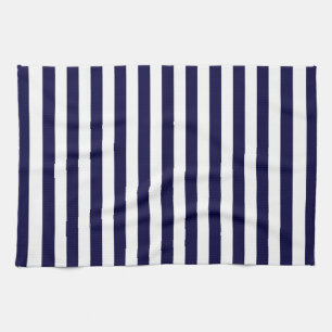 Classic Navy Blue and White Stripe Pattern Tea Towel