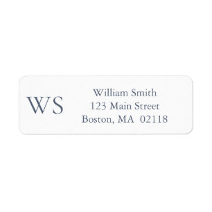 Classic Navy Blue Bar Monogram Return Address Label