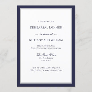 Classic Navy Blue Border Rehearsal Dinner Invitation