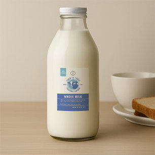 Classic Navy Blue Dairy Cow Head Logo Milk Label