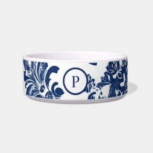 Classic Navy Blue Damask Pattern Bowl