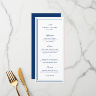 Classic Navy Blue Elegant Wedding Menu