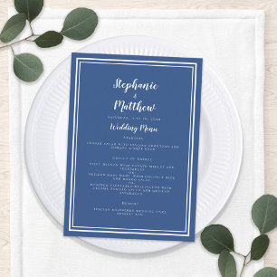 Classic Navy Blue Framed Wedding Reception Dinner Menu