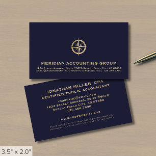 Classic Navy Blue Gold Logo Business Card