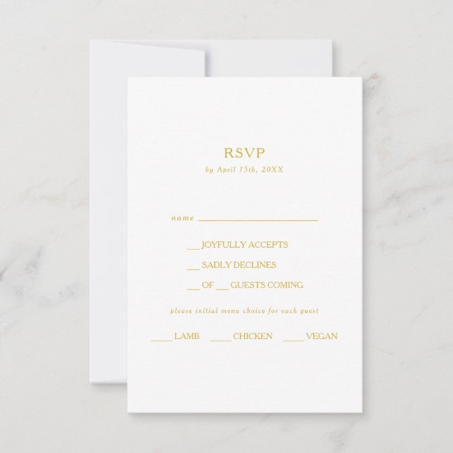 Classic Navy Blue | Gold Menu Choice RSVP Card (Front)