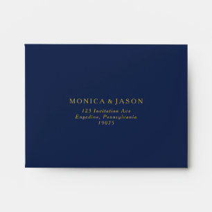 Classic Navy Blue   Gold Self Addressed RSVP Envelope