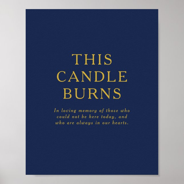 Classic Navy Blue | Gold This Candle Burns Wedding Poster (Front)