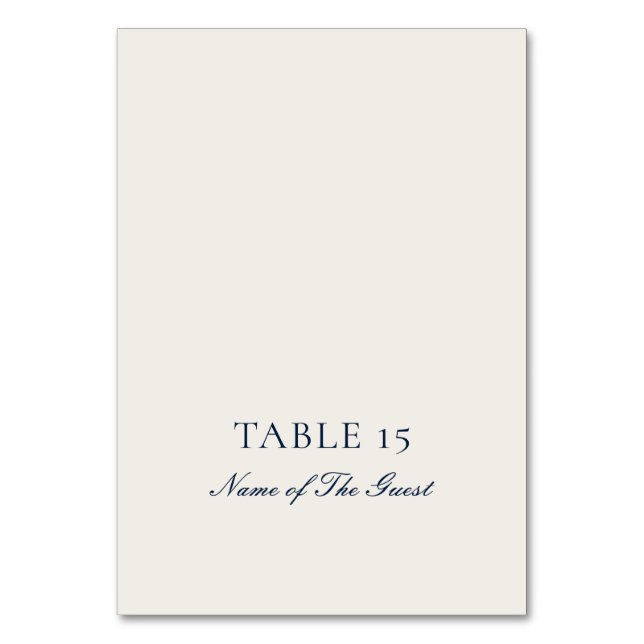 Classic Navy Blue Ivory Calligraphy Place Card (Front)