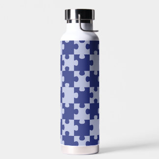 Classic Navy Blue Jigsaw Puzzle Tile Seamless Water Bottle