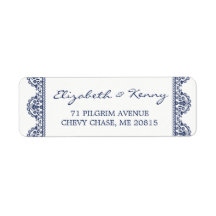 Classic Navy Blue Lace Return Address Label