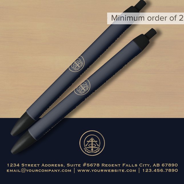 Classic Navy Blue Logo Promotional Black Ink Pen (Creator Uploaded)