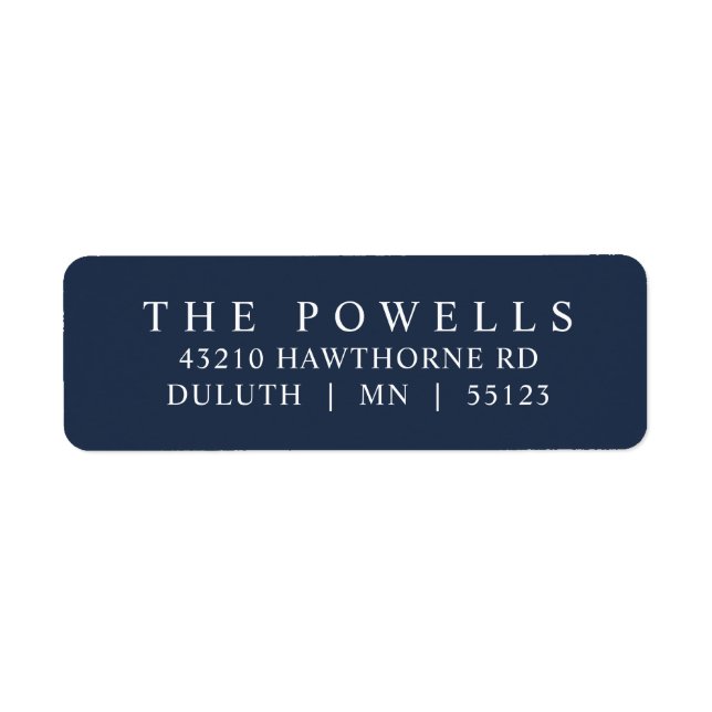 Classic Navy Blue Minimalist Return Address  Label (Front)