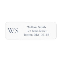 Classic Navy Blue Monogram Return Address